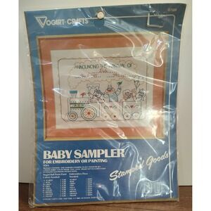 Vogart Crafts Baby Sampler Kit Embroidery Or Painting 8758B Baby Announcement D6